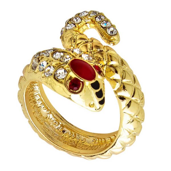Αποκριάτικο Χρυσό Δαχτυλίδι Φίδι με Κόκκινα Μάτια